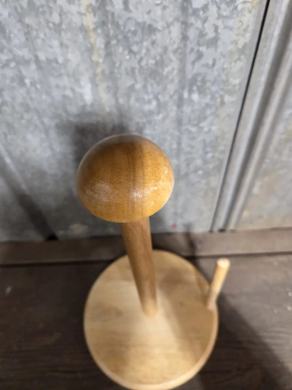Natural Wood Paper Towel Holder with Side Roll Guide